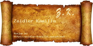 Zeidler Kamilla névjegykártya